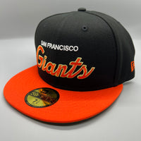 SF Giants “Retro Script” NE Fitted (Black/Orange/Gold)