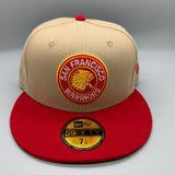 SF Warriors HWC Primary Logo ‘62-68 (Camel / Red / AGold) NE Fitted