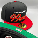 SF 49ers “Retro Script” NE Fitted (Black/Red/Gold)
