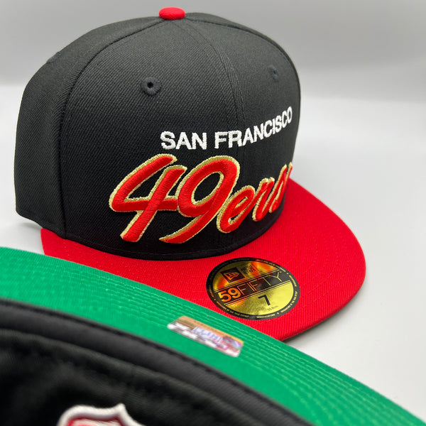 SF 49ers “Retro Script” NE Fitted (Black/Red/Gold)