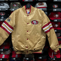 SF 49ers Starter Gold Satin Jacket (Saloon Script On Back)