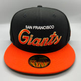 SF Giants “Retro Script” NE Fitted (Black/Orange/Gold)