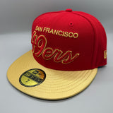 SF 49ers “Retro Script” NE Fitted (Red/Gold)