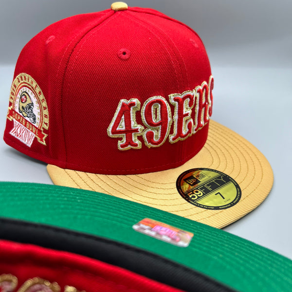 SF 49ers “Saloon” (Red/Gold) NE Fitted w/ SB XXIV Side Patch