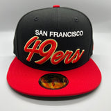 SF 49ers “Retro Script” NE Fitted (Black/Red/Gold)