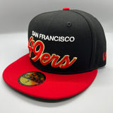 SF 49ers “Retro Script” NE Fitted (Black/Red/Gold)
