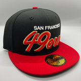 SF 49ers “Retro Script” NE Fitted (Black/Red/Gold)