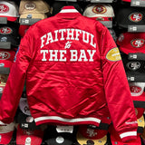 SF 49ers Mitchell&Ness Red “Faithful to the Bay” Satin Jacket