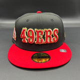 SF 49ers “Saloon” (Black/Red) NE Fitted w/ 40th Anniv. Side Patch