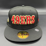 SF 49ers “Saloon” (Black/Red) NE Fitted w/ 60th Anniv. Side Patch