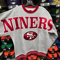 SF 49ers Mitchell&Ness Gray/Red Embroidered Crewneck