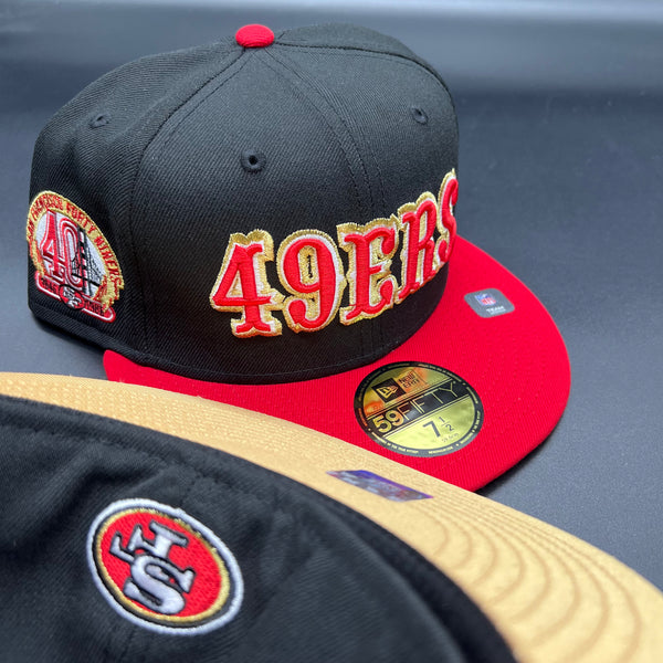 SF 49ers “Saloon” (Black/Red) NE Fitted w/ 40th Anniv. Side Patch