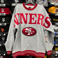 SF 49ers Mitchell&Ness Gray/Red Embroidered Crewneck