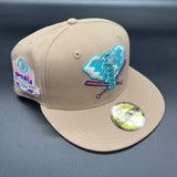 Oakland Athletics NE Fitted (Tan/Turq/Pink) w/ 40th Anniv. Side Patch
