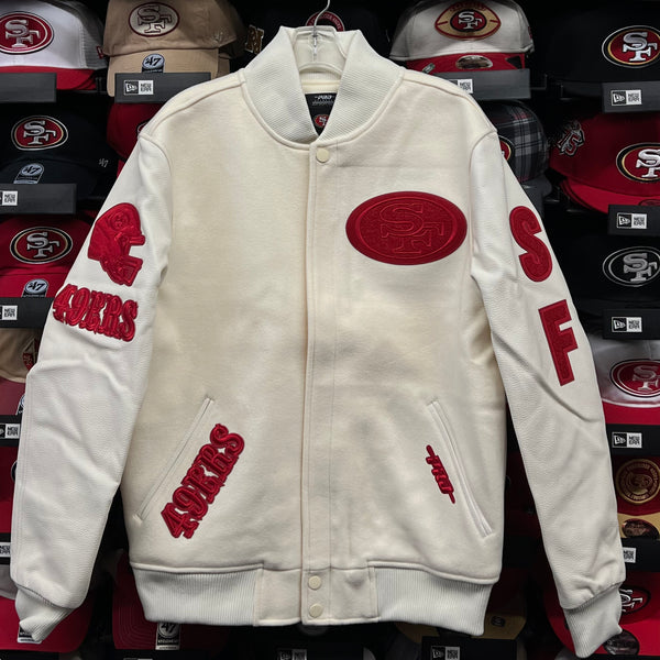 SF 49ers ProStandard Cream/Red Letterman Jacket