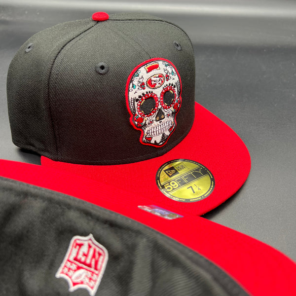 SF 49ers “Day of the Dead” Sugar Skull (Black/Red) NE Fitted
