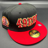 SF 49ers “Saloon” (Black/Red) NE Fitted w/ 40th Anniv. Side Patch