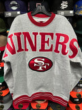 SF 49ers Mitchell&Ness Gray/Red Embroidered Crewneck