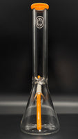 OJ Flame 16.5" Full Accented Beaker w/14mm Slide #04 (Ghost Orange)