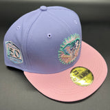 Oakland Athletics NE Fitted (Lav/Pink/Turq) w/ 50th Anniv. Side Patch