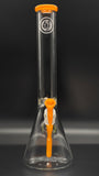 OJ Flame 16.5" Full Accented Beaker w/14mm Slide #04 (Ghost Orange)