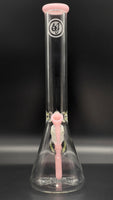 OJ Flame 16.5" Full Accented Beaker w/14mm Slide #11 (Pink Cadillac)