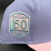 Oakland Athletics NE Fitted (Lav/Pink/Turq) w/ 50th Anniv. Side Patch