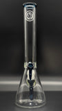 OJ Flame 16.5" Full Accented Beaker w/14mm Slide #08 (Blue Stardust)