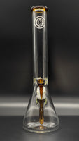 OJ Flame 16.5" Full Accented Beaker w/14mm Slide #01 (Amber)