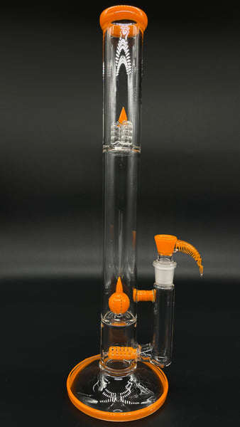 2K Glass 16.5" Dual Stemline to Gridded Crystal ball #03 (Bright Orange)