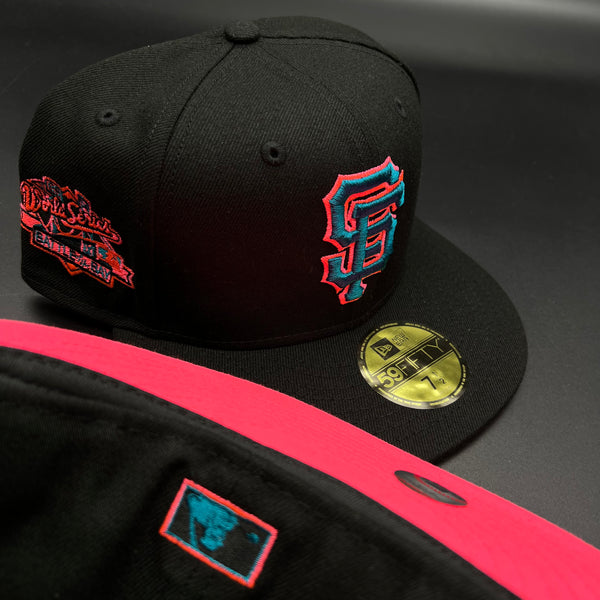 SF Giants NE Fitted (Black/Teal/Pink) w/‘89 WS BOB Side Patch