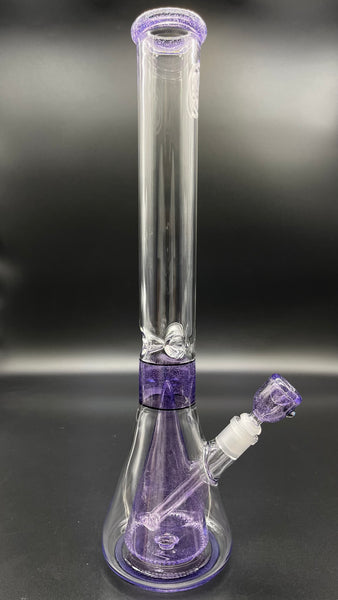 OJ Flame 18" Collins Beaker w/14mm Slide (Purple Lollipop w/Crushed Opal)