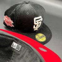 SF Giants NE Corduroy Fitted (Black/White/Red) w/‘89 WS Side Patch
