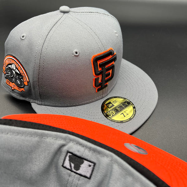 SF Giants NE Fitted (Gray/Black/Orange) w/‘25th Anniversary Side Patch