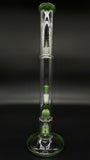 2K Glass 16.5" Dual Stemline to Gridded Crystal ball #05 (Green)
